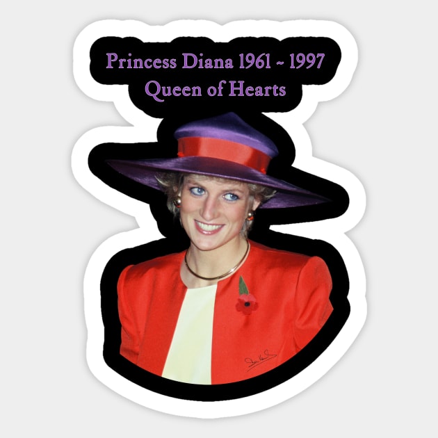 Princess Diana Queen of Hearts Portrait Hong Kong Sticker by Art2Wear